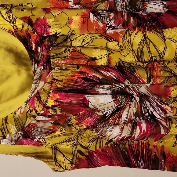 ❤️ NWOT! ST JOHN SILK FLORAL SLEEVELESS TOP, WATERCRESS MULTI, 10 - Picture 3 of 9